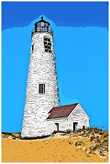 Great Point Lighthouse Tower on Nantucket -Digital Painting
